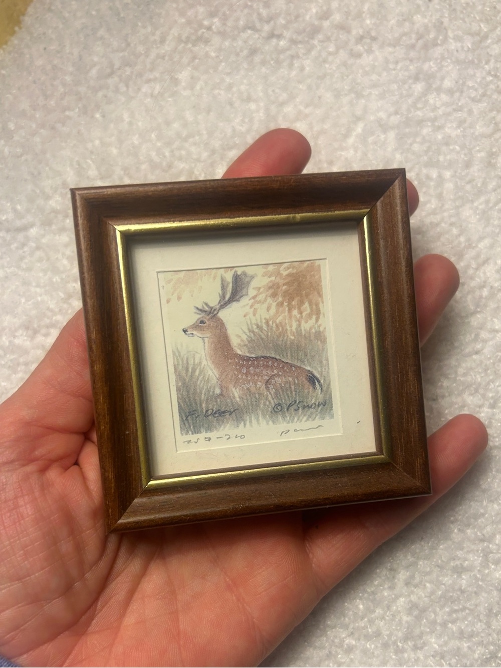 Vintage 1989 Limited Edition Philip Snow Welsh Miniature Framed Deer Art Print